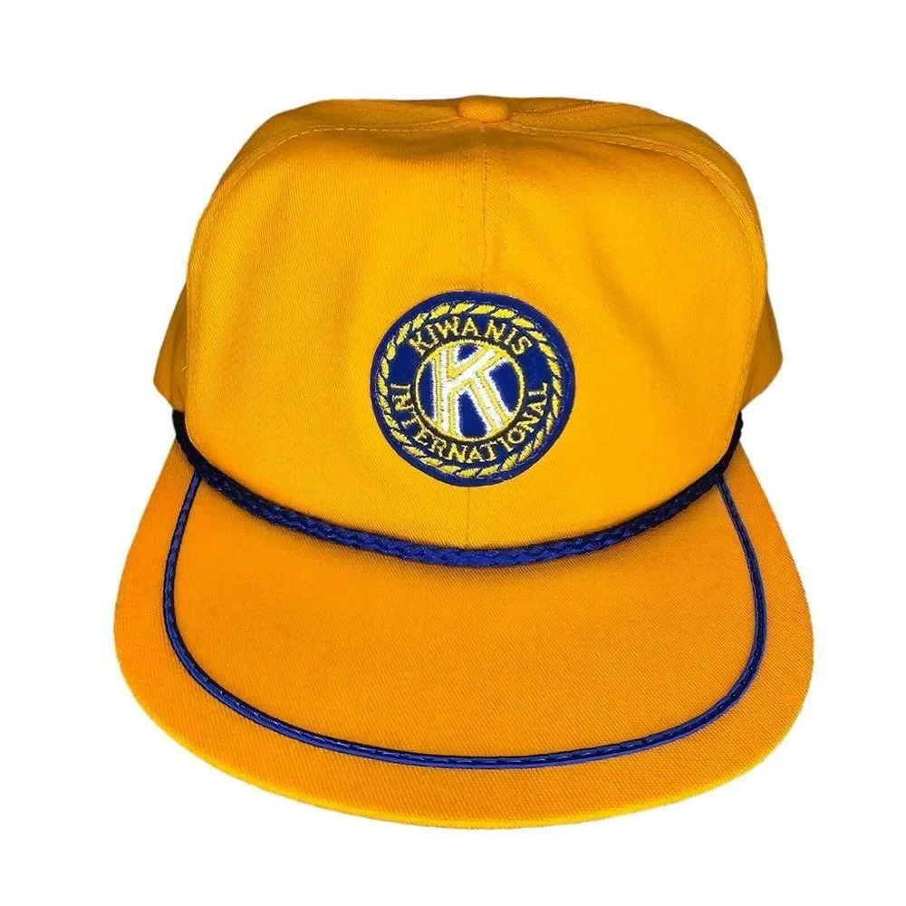 Vtg 80s Kiwanis International Hat Adjustable Strapback Patch‎ Volunteer USA